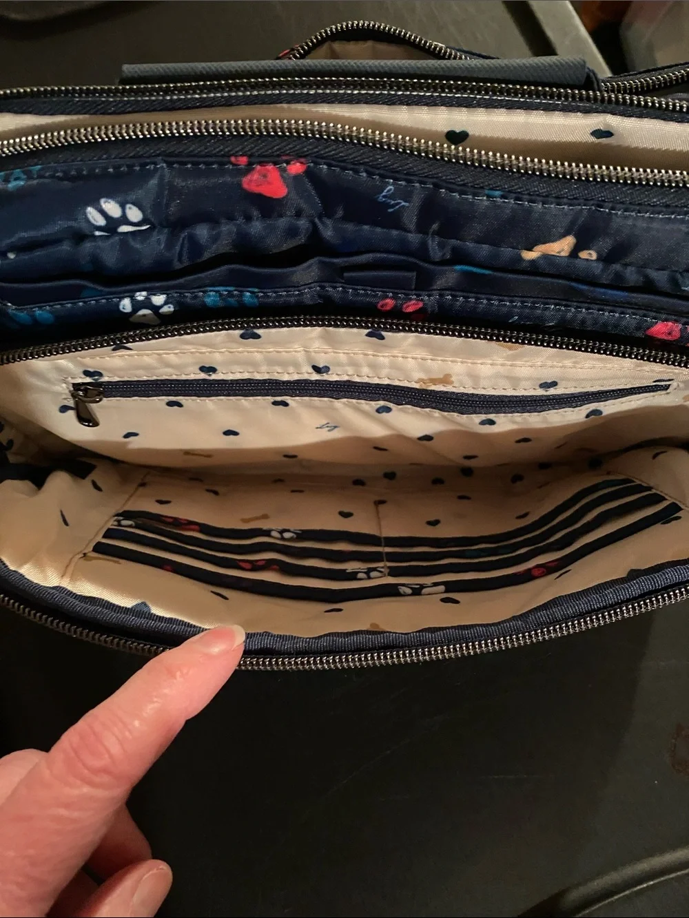 Lug Trolley CB (crossbody cosmetic carrier) NEW. “Paws Navy”